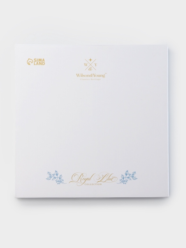 Тарелка глубокая WY Royal blue, d=21.5 см, фарфор, белая, голубая