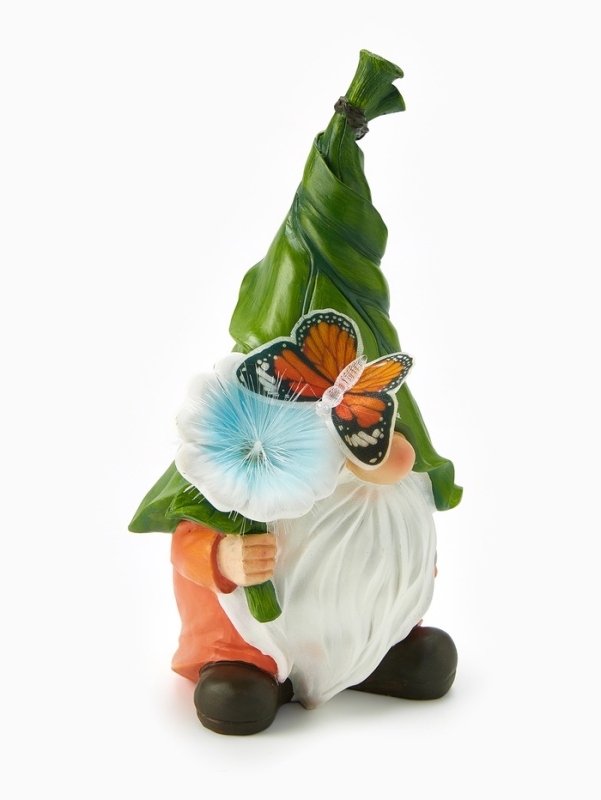 Садовая фигура "Гном с цветочком", 20х17х31.5 см, с подсветкой