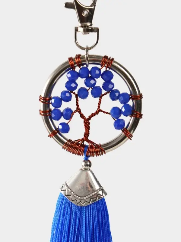 Брелок ловец снов "Древо жизни" 19 см, цв. синий
