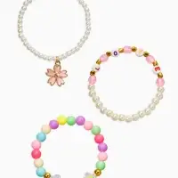 Браслет детский &laquo;Выбражулька&raquo;, 3 шт. набор, цветок, бусины, цветной