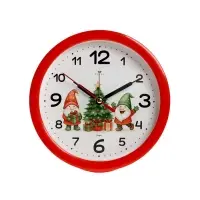 Будильник "Веселые гномы", плавный ход, d=15см, красный