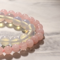 Набор браслетов 2 шт. шар №6 &laquo;Кварц розовый&raquo; и шар №8 Лунный камень&raquo;