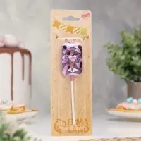 Свеча для торта &laquo;Алмаз&raquo;, цифра 8, фиолетовый металлик