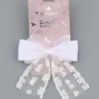 Бант для волос на заколке с лентами &laquo;Сердечки&raquo;, белый, Принцессы