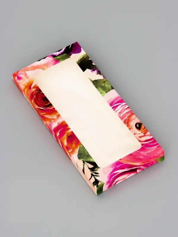 Подарочная коробка под плитку шоколада, с окном, &laquo;Цветочки&raquo;, 17.1&times;8&times;1.4 см