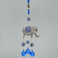 Подвеска от сглаза металл "Слон в попоне с колокольчиками" 21 см