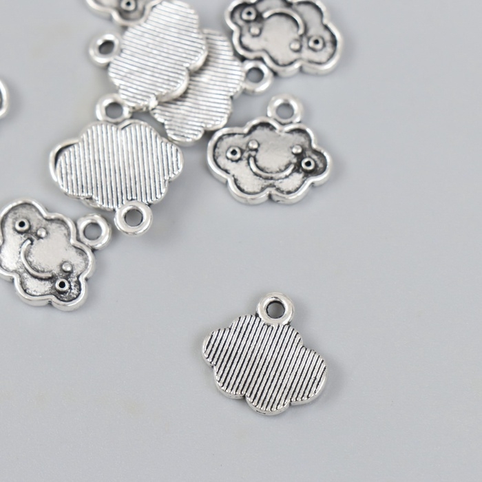 Металлический элемент, декоративная подвеска &laquo;Весёлое облако&raquo;, серебро набор 10 шт 1,4х1,3 см   1088