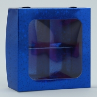 Коробка для конфет, кондитерская упаковка, 4 ячейки, &laquo;Синие звёздочки&raquo;, 10.5 х 10.5 х 3.5 см