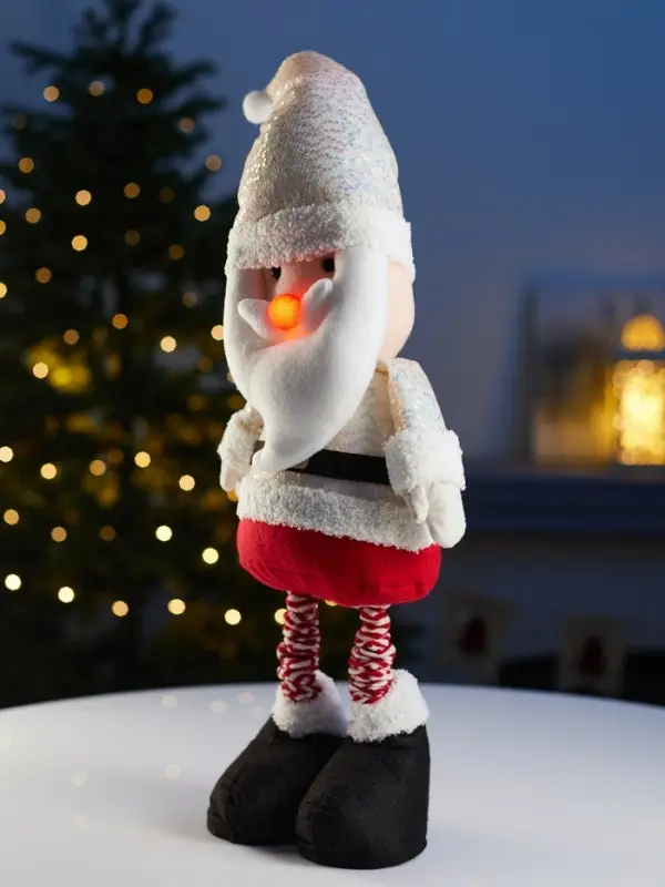 Фигура текстиль &laquo;Дед Мороз&raquo; 55-84 см, телеск-е ножки, 1LED, LR1130х3 (в компл.), Т/БЕЛЫЙ