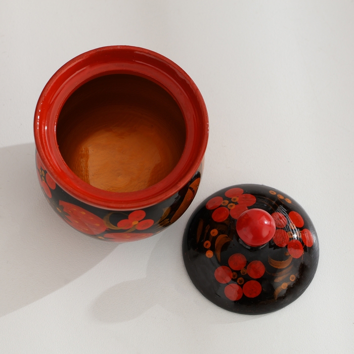 Набор для специй на подставке &laquo;Земляничка&raquo;, 15&times;15&times;6 см, дерево, хохлома