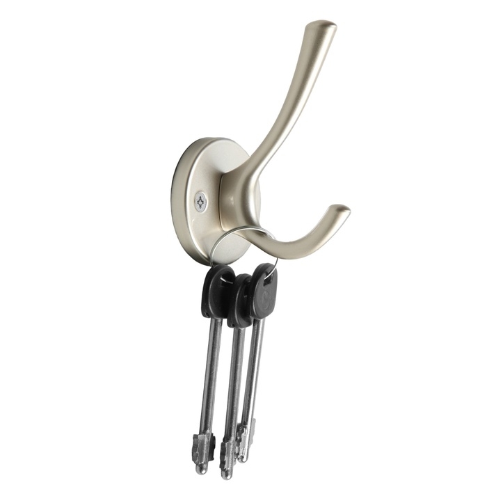 Крючок мебельный CAPPIO SIMPLE, двухрожковый, цвет матовый хром, 4 шт.