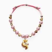 Браслет детский "Выбражулька" на затяжке, единорог с бусинами, цветной