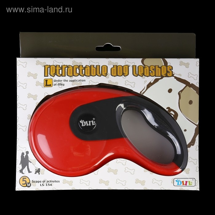 Рулетка DIIL, 5 м, до 40 кг, лента, прорезиненная ручка, красная с чёрным