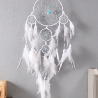 Ловец снов "Оберег с камнем Бирюза" белый 35х66 см Ловец снов "Оберег с камнем Бирюза" белый 35х66 см