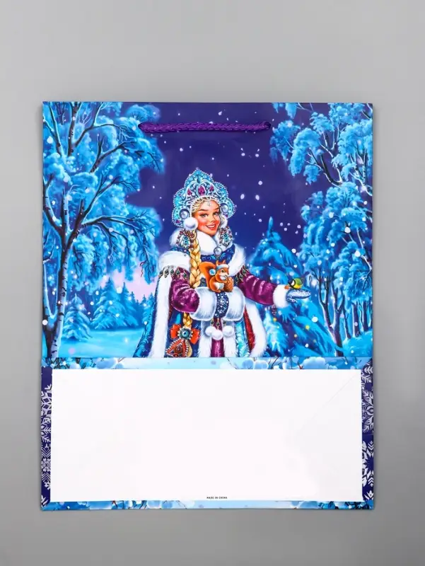 Пакет подарочный новогодний ламинированный, &laquo;Снегурочка&raquo; , 26&times;12&times;32 см