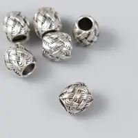 Бусина для творчества металл "Вязаная" серебро 1 см