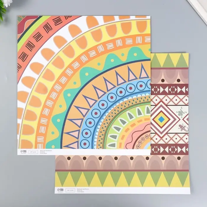 Бумага для скрапбукинга двусторонняя "Этника" плотность 180 гр 30,5х32 см