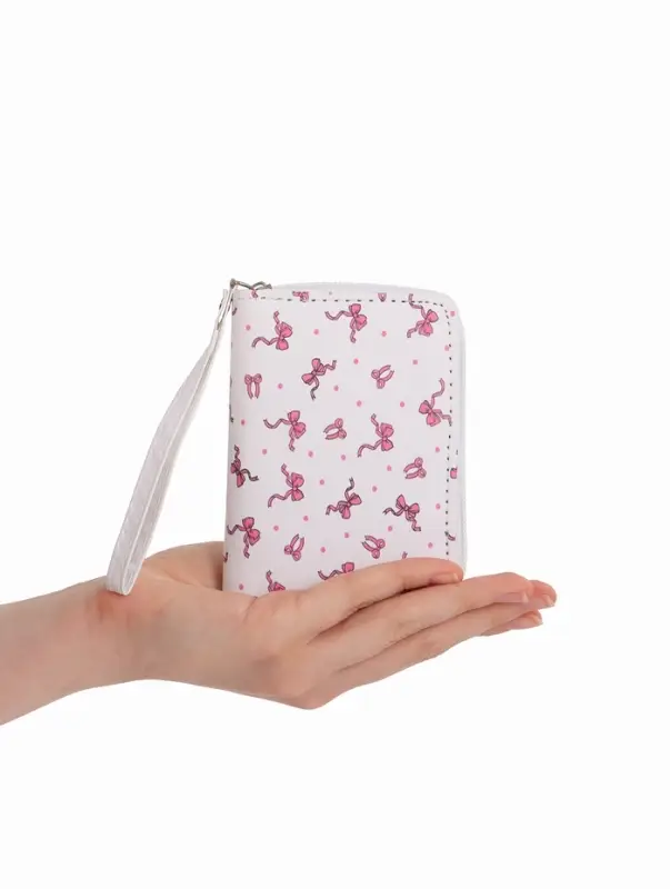 Кошелек жен 07-01-01 Июнь2534 бантики, 12*1,5*9 см, 2 отд+отд/молн, д/карт, белый