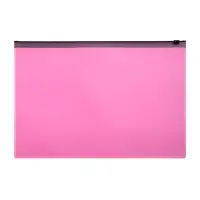 Папка-конверт на ZIP-молнии A4, 180 мкм, Calligrata Pastel, полупрозрачная, чёрная молния, коралловая