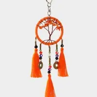 Брелок ловец снов "Древо" 19 см, цв. оранжевый