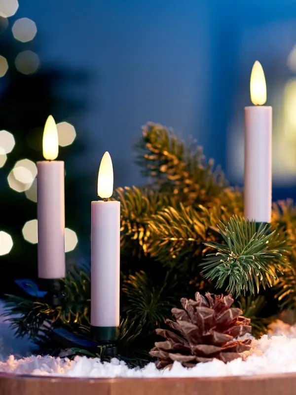 Светодиодные &laquo;Свечи на прищепках&raquo; 10 см, набор 10 шт, 10 LED, от батареек АААх10, пульт, свечение тёплое белое