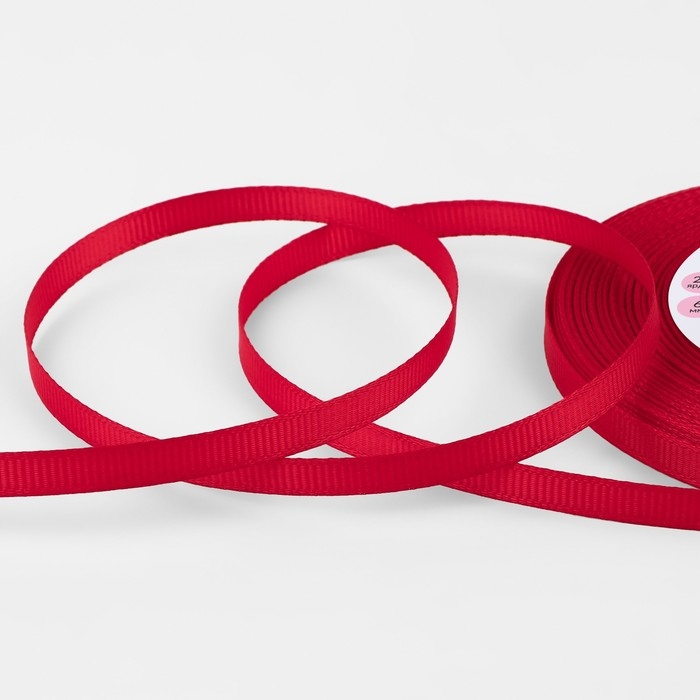 Лента репсовая, 6 мм, 23 &plusmn; 1 м, цвет тёмно-красный №33