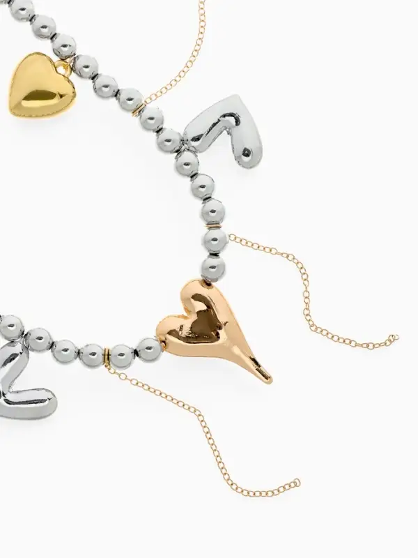 Набор 2 предмета: колье, серьги "Сердце" любовь, цветной