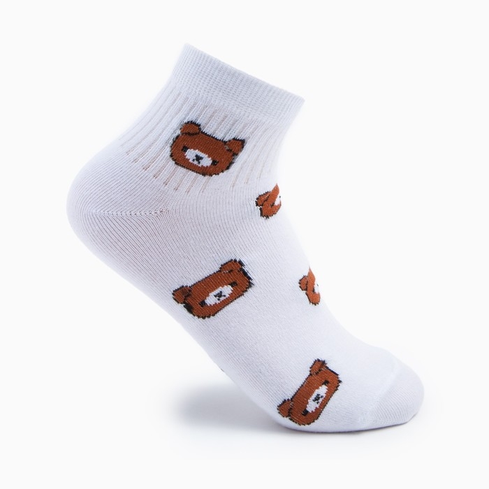 Носки женские &laquo;Мишка&raquo; цвет белый, размер 23-25