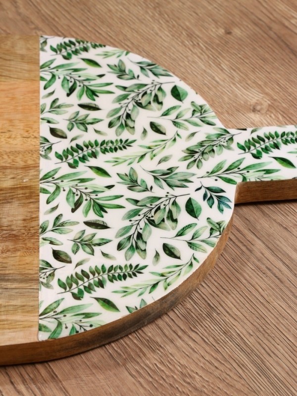 Доска разделочная круглая "Оливковая ветвь" дерево манго 36х28 см