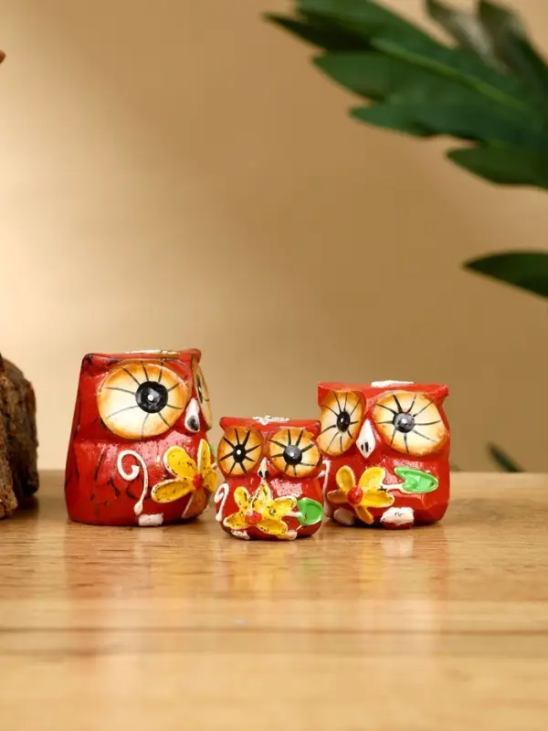 Набор сувенирный "Совята" дерево H 4, 3, 2 см, цв. коричневый