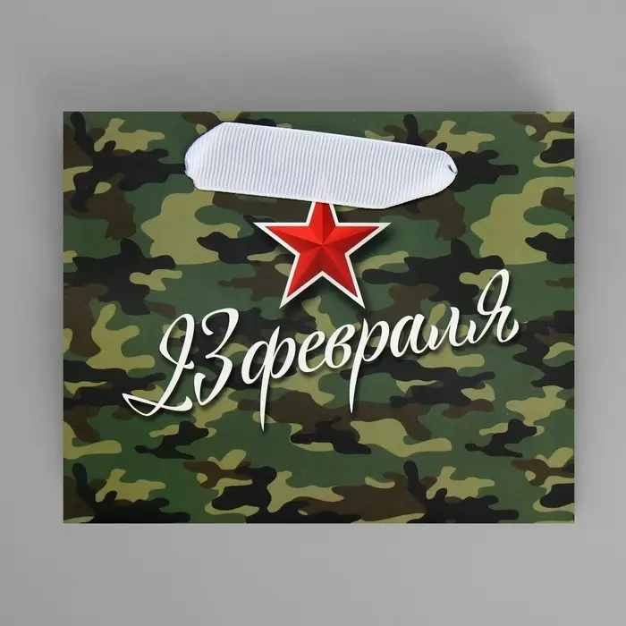 Пакет подарочный ламинированный, упаковка, &laquo;С 23 февраля&raquo;, S 15 х 12 х 5.5 см