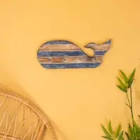 Вешалка "Кит" с 3 крючками, дерево 44х2х18 см, цв. синий