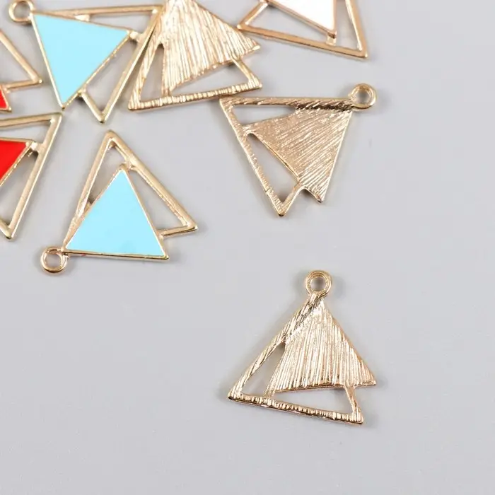 Декор для творчества металл, эмаль "Двойной треугольник" 1,8х2 см