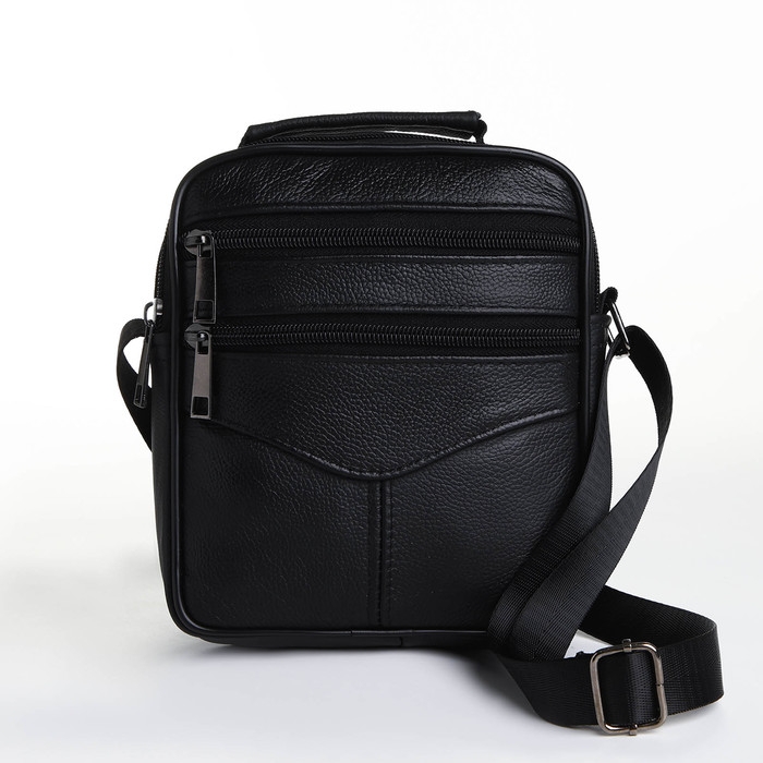 Сумка мужская на молниях, длинный ремень, цвет чёрный Сумка мужская на молниях, длинный ремень, цвет чёрный