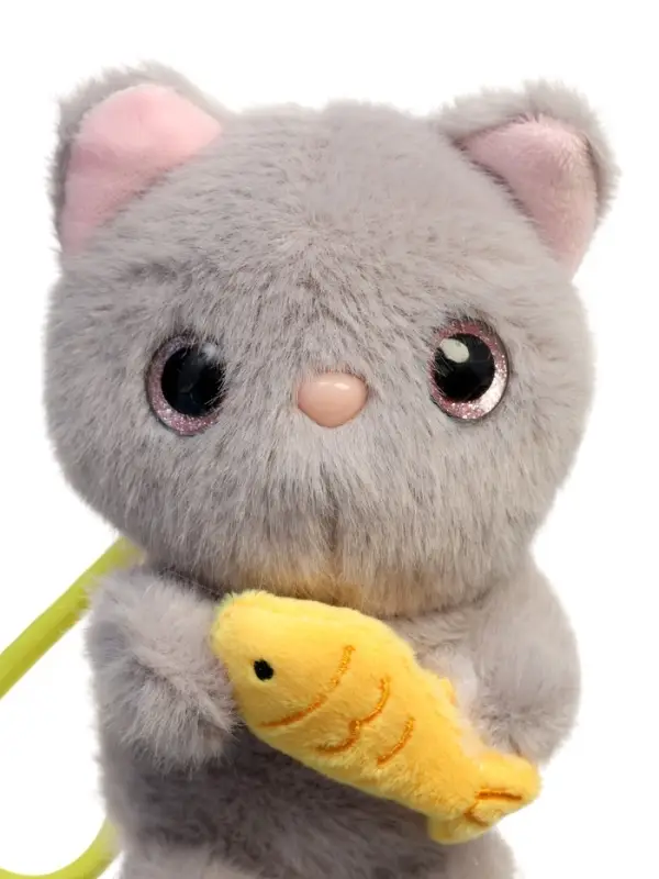 Мягкая игрушка "Котик с рыбкой", 13 см, МИКС
