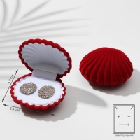 Футляр бархатный под серьги/кулон «Ракушка» 6×5,5, цвет красный, вставка белая Футляр бархатный под серьги/кулон «Ракушка» 6×5,5, цвет красный, вставка белая