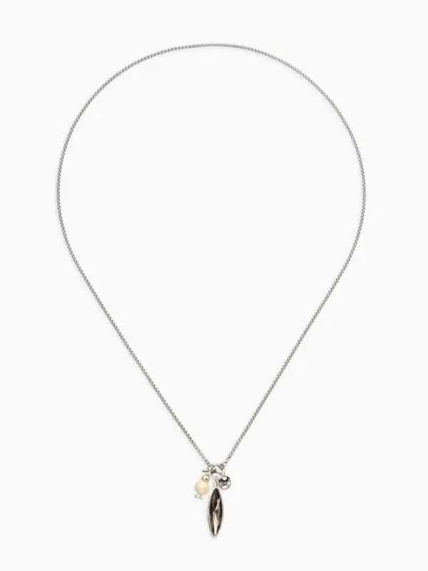 Кулон на цепочке "Стиль" эллипс, цвет серый в серебре