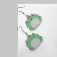 Серьги &laquo;Лягушка&raquo;, цвет красно-зелёный в серебре