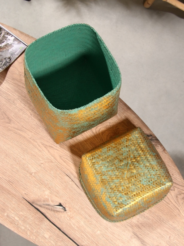 Корзинка плетеная "Голден" 25х25х30 см, голубой