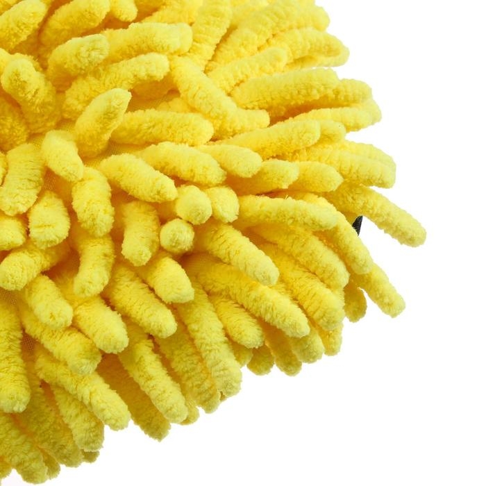 Варежка для мытья авто CARTAGE, 25&times;19 см, двухсторонняя, желто-серая