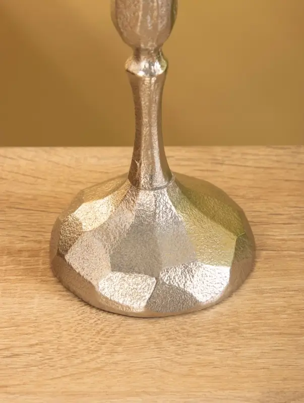 Подсвечник "Грани" алюминий 30 см, цв. серебро