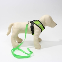 Шлейка дышащая с поводком и светоотражающей нашивкой, M, ОШ 33, ОГ 32-43, зеленая