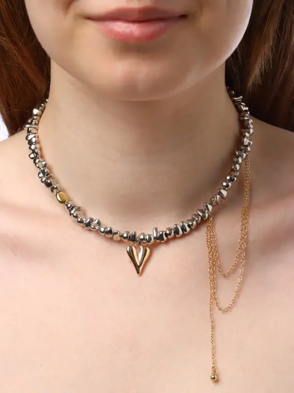 Колье "Сердце" водопад, цветной