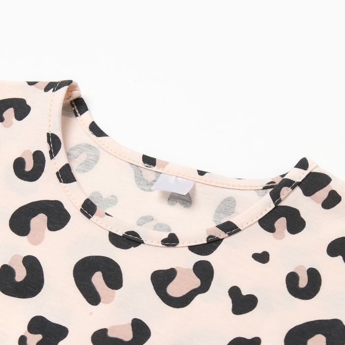 Платье для девочки, цвет бежевый/леопард, рост 98 см