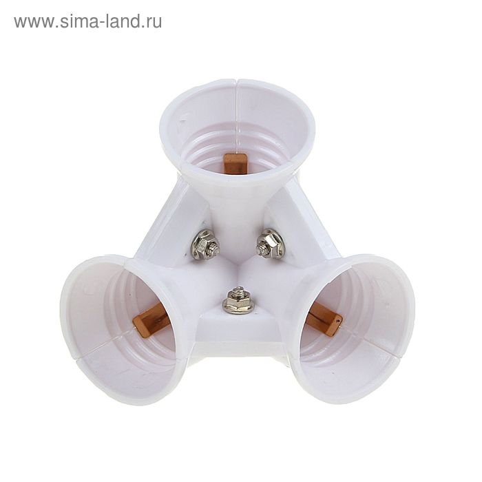 Переходник Ecolа, с цоколя E27 на 3хE27, белый Переходник Ecolа, с цоколя E27 на 3хE27, белый