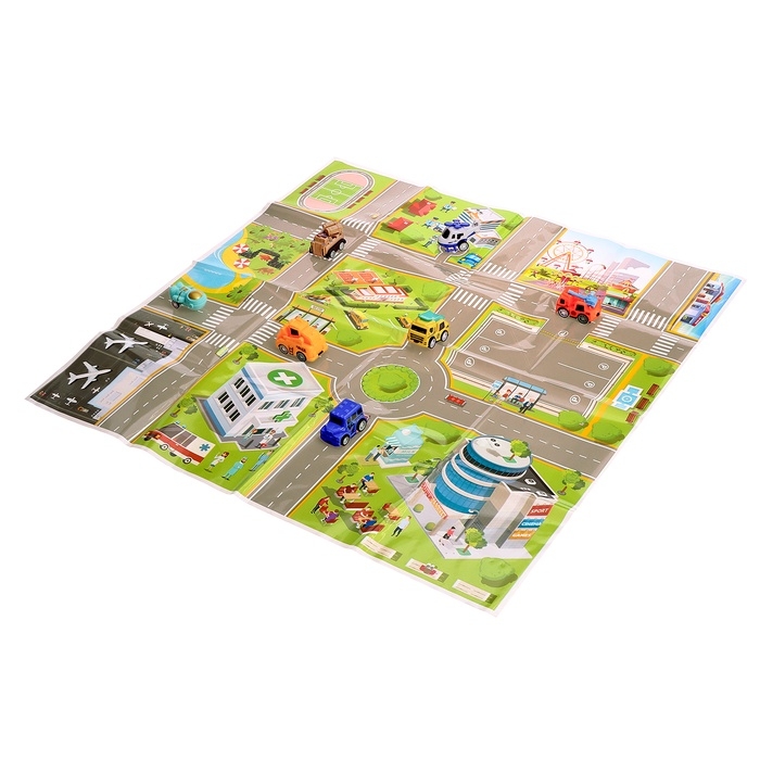 Машинки детские &laquo;Мега набор&raquo;, в ведре, инерционные, 65 шт., с игровым полем