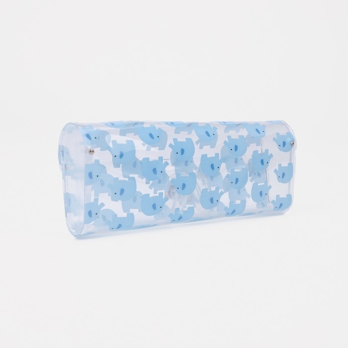 Футляр для очков на кнопке, длина 15,6 см, цвет голубой/прозрачный