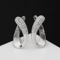 Серьги со стразами &laquo;Магия&raquo; завиток, цвет белый в серебре