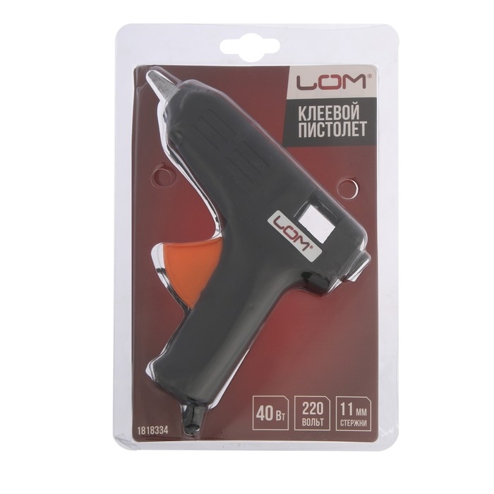 Клеевой пистолет ЛОМ, 40 Вт, 220 В, 11 мм Клеевой пистолет ЛОМ, 40 Вт, 220 В, 11 мм