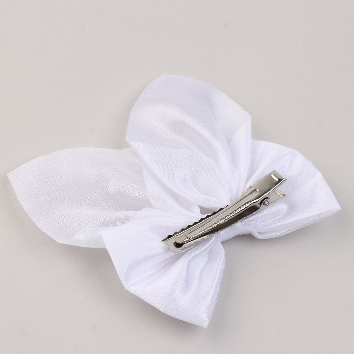 Бант для волос белый школьный &laquo;Фея&raquo; на заколке,11,3 х 12,6 см